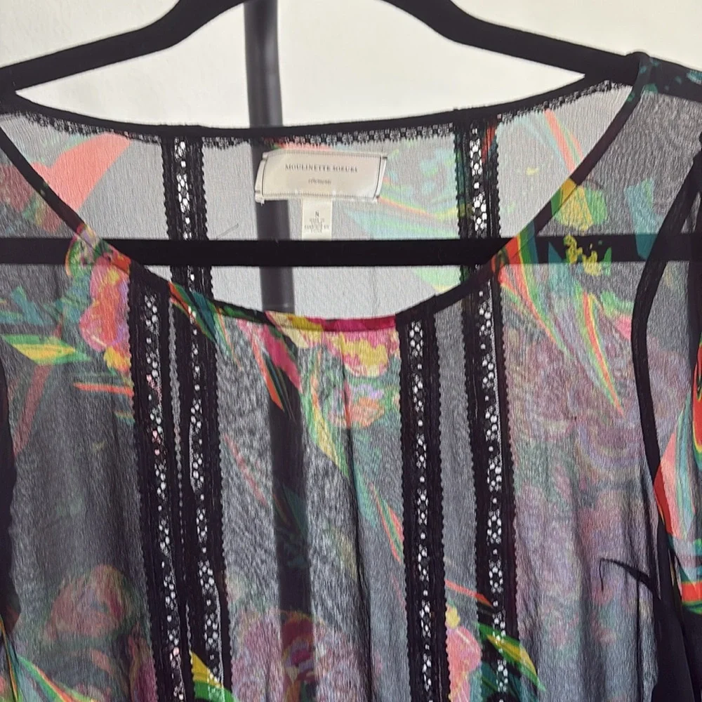 Moulinette Soeurs Sheer 3/4 Sleeve Silk Slip Dress NWOT Size S - Picture 4 of 5